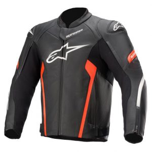 Alpinestars Faster V2 leather jacket  Black Red Fluo 1030
