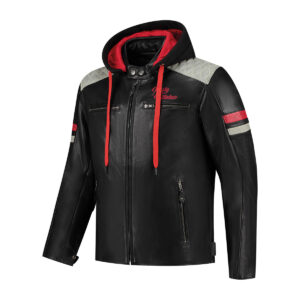 Rusty Stitches Jari Hooded V2 Jacket Black Light Grey Red