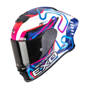 Scorpion Exo R1 Evo Air II Cornering White Blue Pink